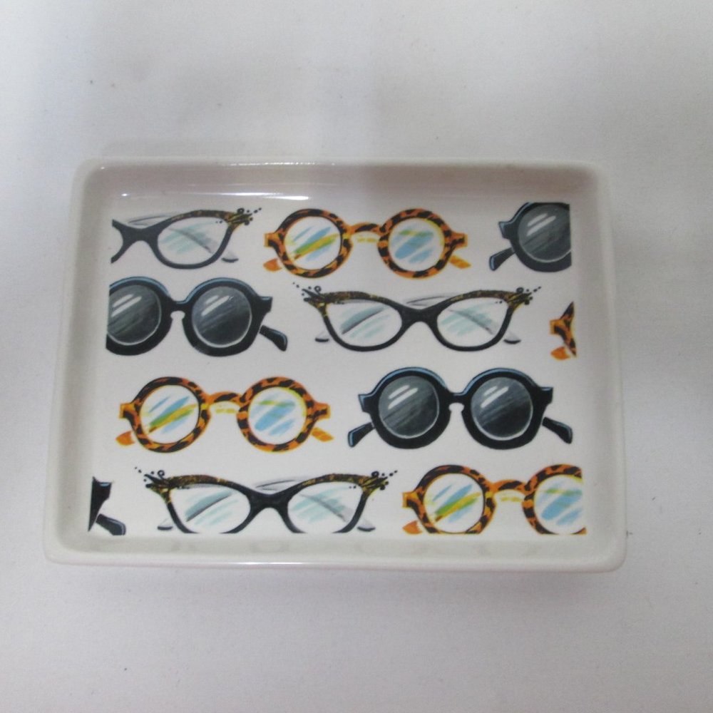 Angela Staehling Magenta Sketchbook Eye Sunglass trinket dish tray 6.5" x 5"
